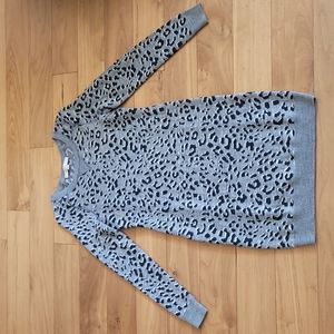Ann Taylor Loft Animal Print Gray Long Sleeve Dress
